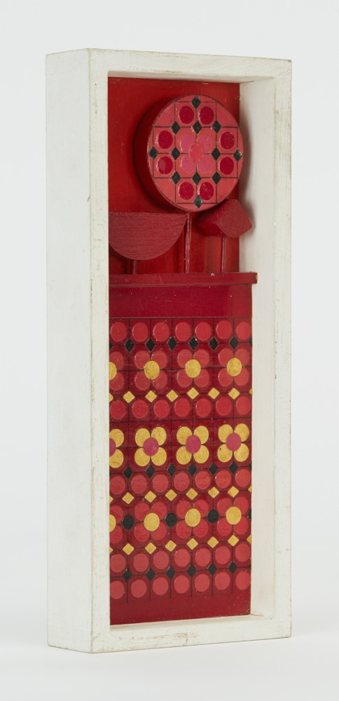 Irwin Rubin, Construction #7, painted wood and collage, 8 x 3.25 x 1 inches, c. 1965-1966, photo by Chris Austin 2020