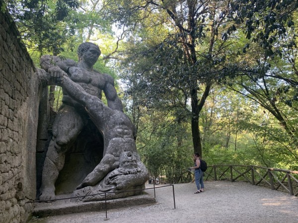Large sculptures of Hercules & Cacus at Sacro Bosco